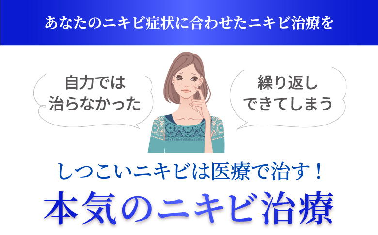 あなたのニキビ症状に合わせたニキビ治療をしつこいニキビは医療で治す！本気のニキビ治療)